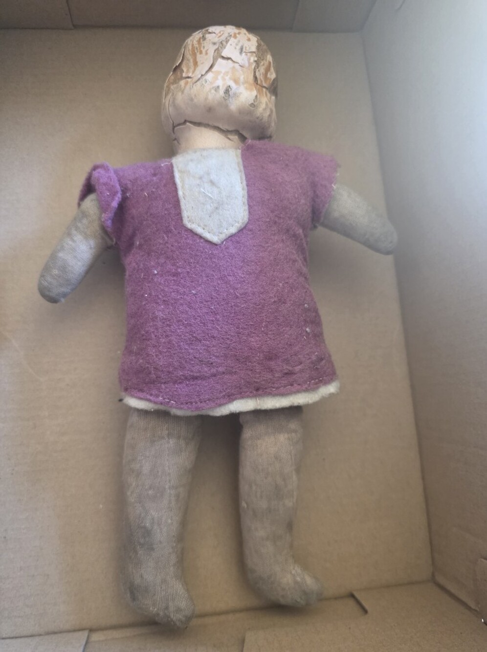 Vintage Cloth Doll with Purple Felt Dress